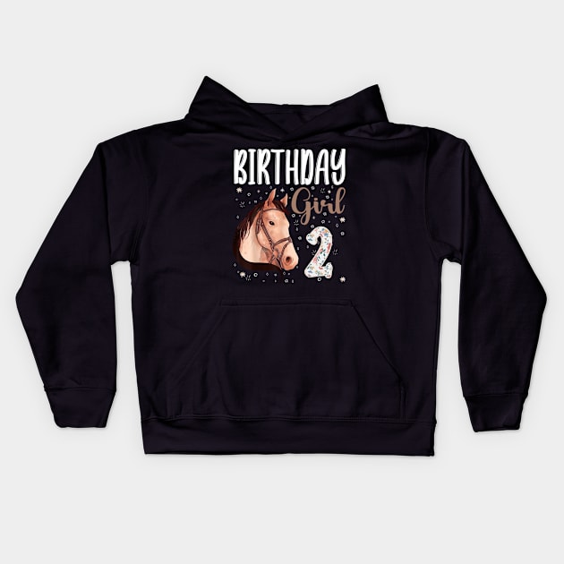 Horse Animal Lovers 2nd Birthday Girl Kids Hoodie by tasmarashad